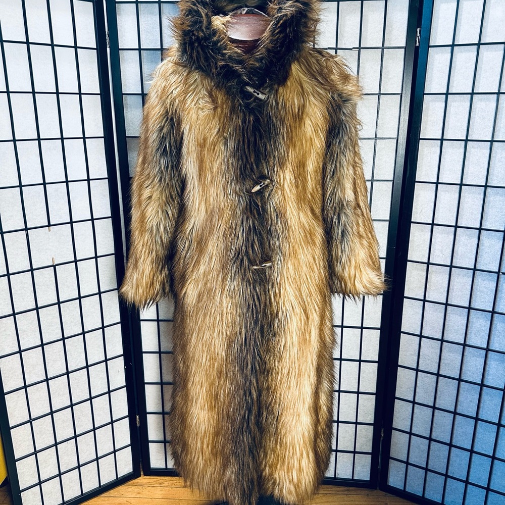 Donna Salyers Fabu Furs Full Length Long Hair Hooded Faux Fur Coat - Picture 3 of 11